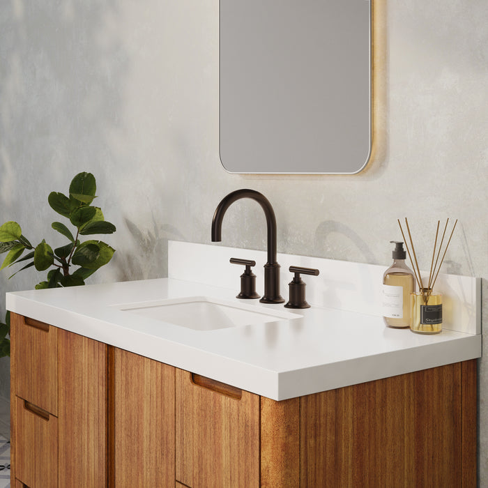 48 Inch Single Sink Tate Vanity Mango Wood Freestanding Whitebrook Quartz Countertop with Faucet