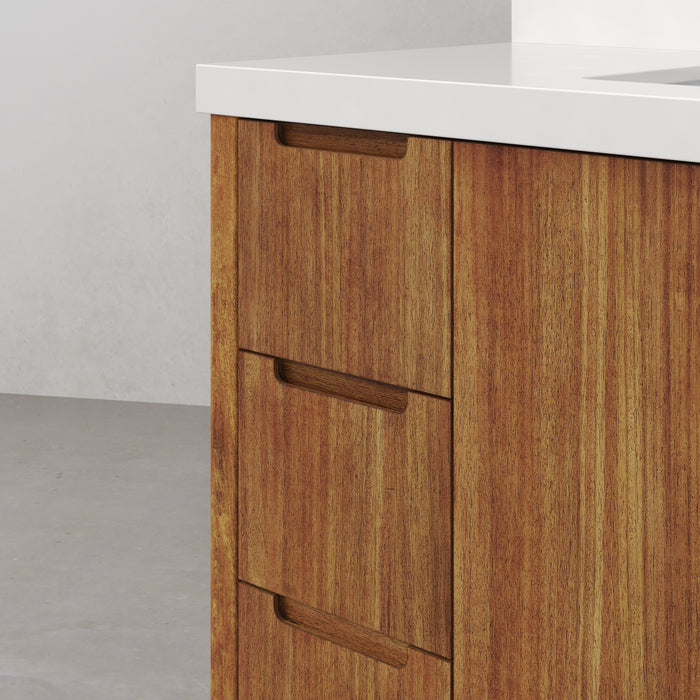 48 Inch Jaylin Single Sink Mango Wood Bathroom Vanity with Quartz Top and Chrome Faucet