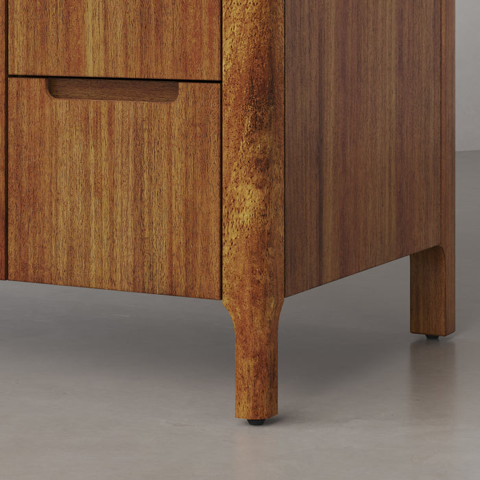 48 Inch Solis Mango Wood Single Sink Bathroom Vanity with Whitebrook Quartz Top & Gold Faucet
