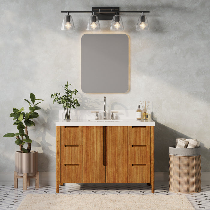 48 Inch Jaylin Single Sink Mango Wood Bathroom Vanity with Quartz Top and Chrome Faucet