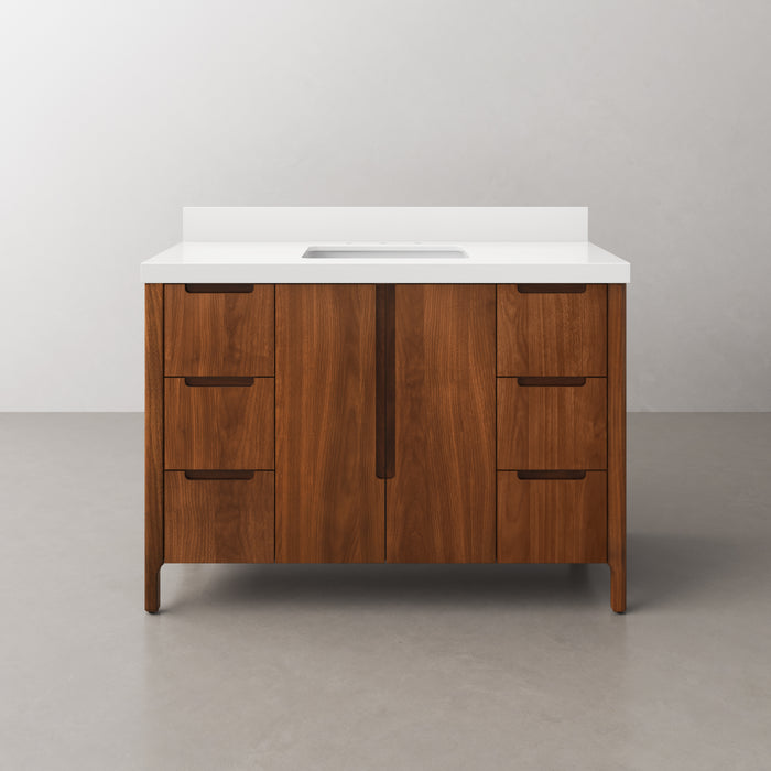 48 Inch Noir Juglans Linden Bathroom Vanity Single Sink - Whitebrook Quartz Countertop