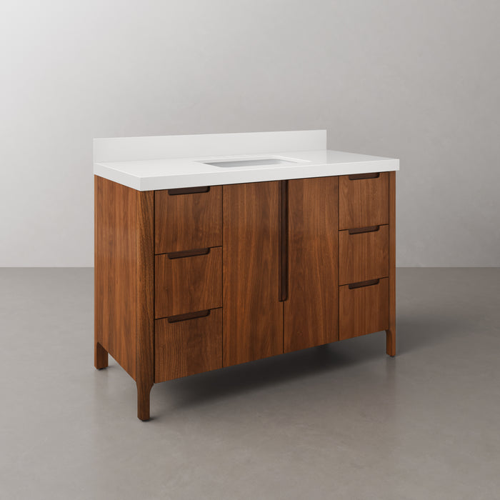 48 Inch Noir Juglans Linden Bathroom Vanity Single Sink - Whitebrook Quartz Countertop