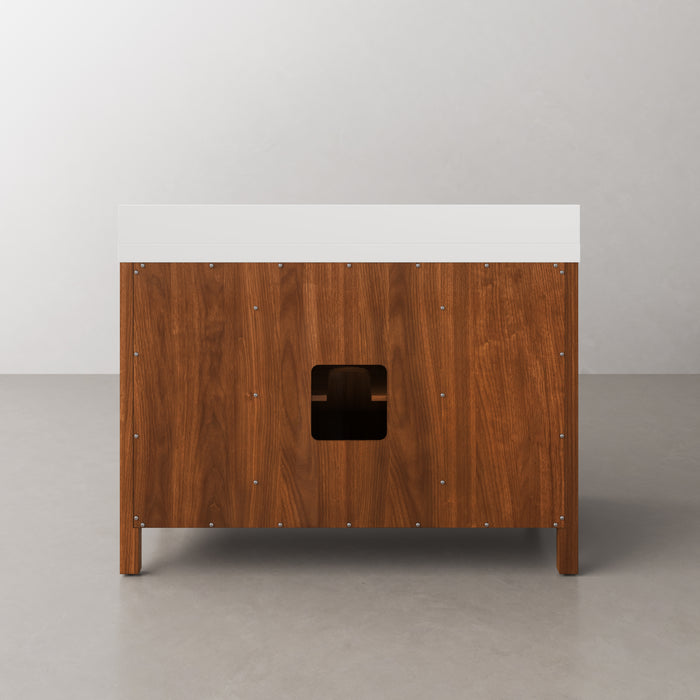 48 Inch Noir Juglans Linden Bathroom Vanity Single Sink - Whitebrook Quartz Countertop