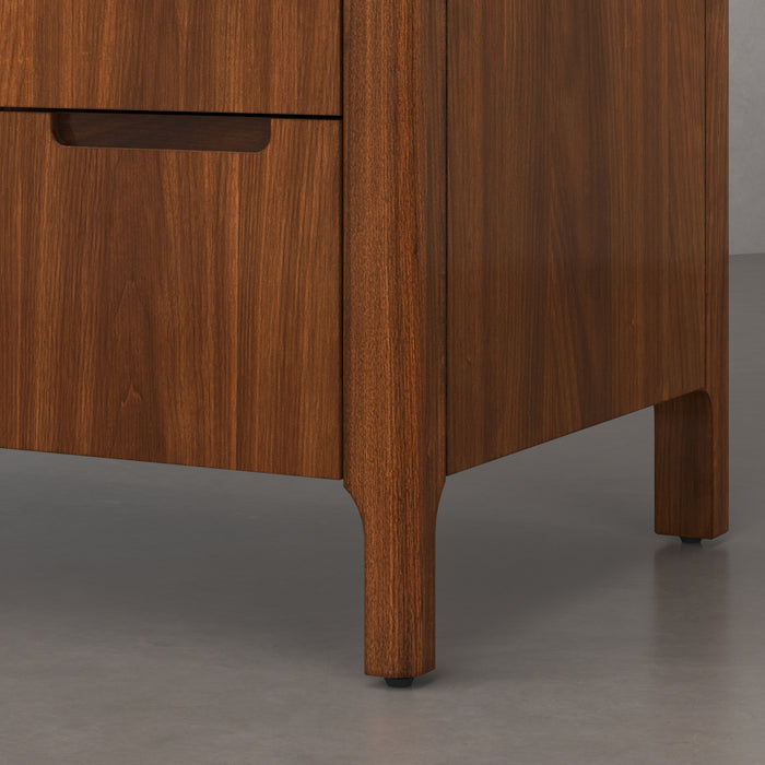 48-Inch Mango Wood Jace Bathroom Vanity - Mid-Century Modern Single Sink with Whitebrook Quartz Top & Chrome Faucet