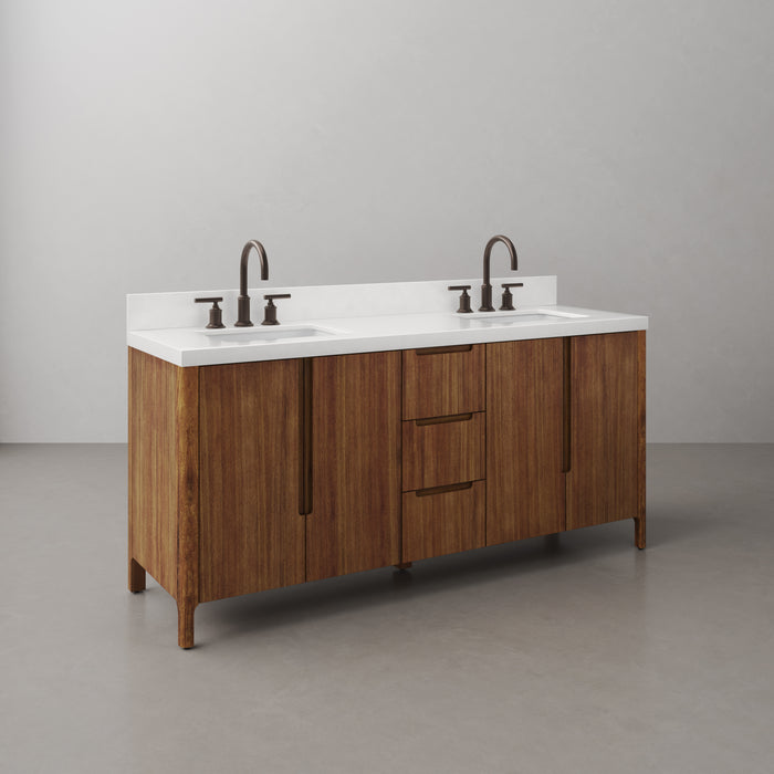 72 Inch Double Sink Mochy Mango Wood Vanity with ORB Faucets Included