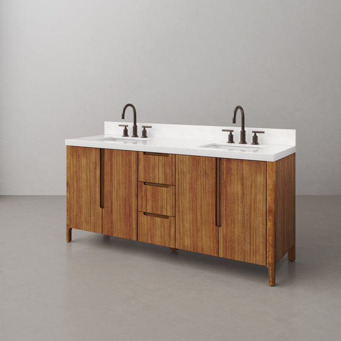 72 Inch Double Sink Mochy Mango Wood Vanity with ORB Faucets Included