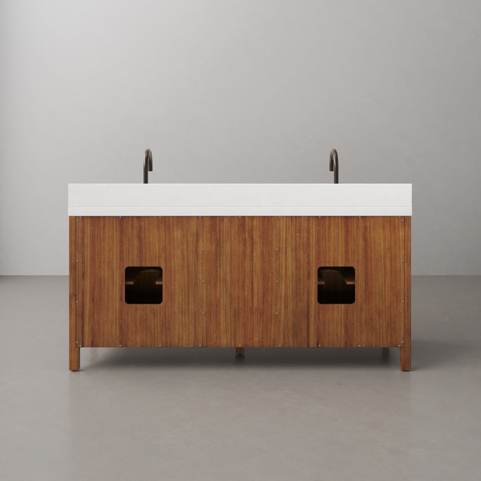 72 Inch Double Sink Mochy Mango Wood Vanity with ORB Faucets Included