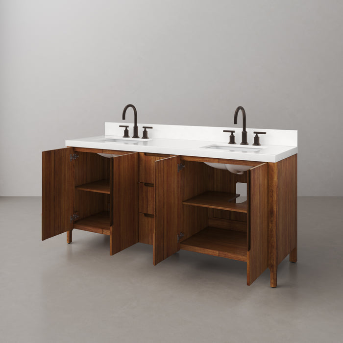 72 Inch Double Sink Mochy Mango Wood Vanity with ORB Faucets Included