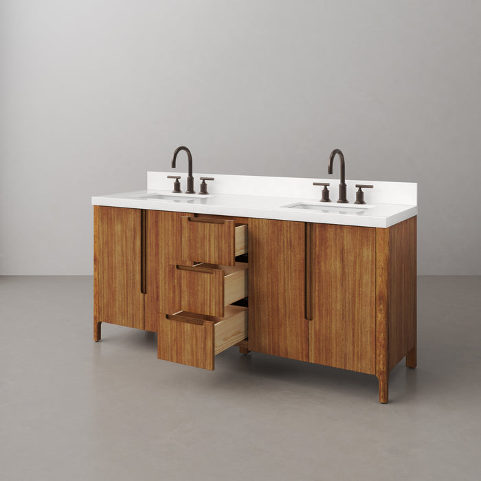 72 Inch Double Sink Mochy Mango Wood Vanity with ORB Faucets Included