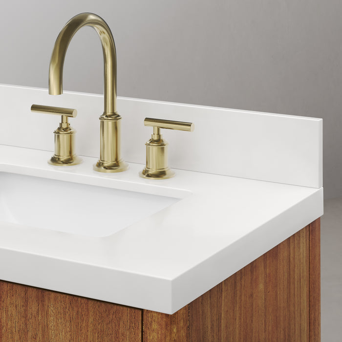 72-Inch Evie Double Sink Mango Wood Bathroom Vanity with Whitebrook Quartz Top & Satin Gold Faucets