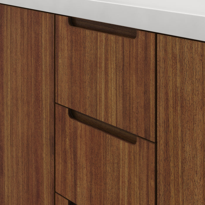 72-Inch Vista Double Sink Mango Wood Bathroom Vanity with Quartz Countertop and Chrome Faucets