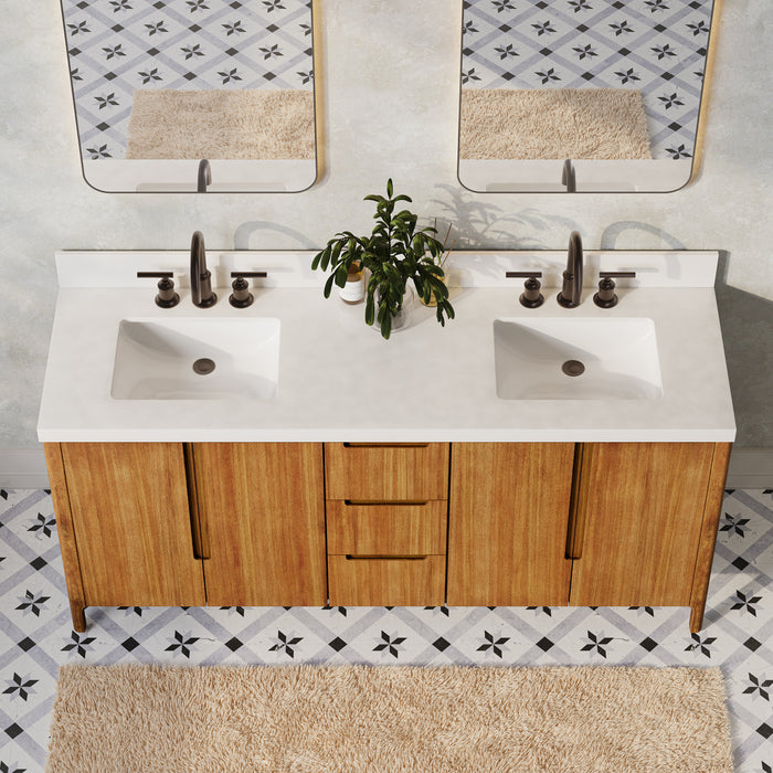 72 Inch Double Sink Mochy Mango Wood Vanity with ORB Faucets Included