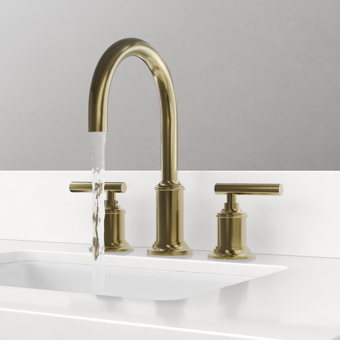 72-Inch Toscana Double Vanity in Noir Juglans with Whitebrook Quartz Countertop & Gold Faucet