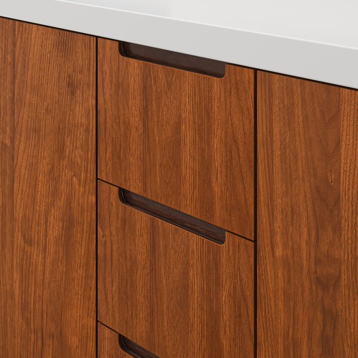 72-Inch Zora Noir Juglans Double Sink Bathroom Vanity with Whitebrook Quartz Top - Freestanding