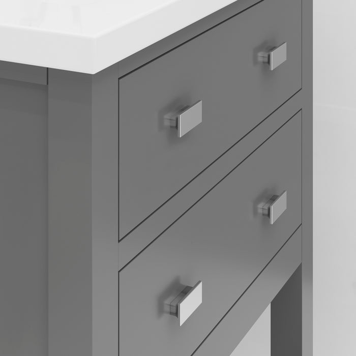 24-Inch Vesta Integrated Ceramic Sink Bathroom Vanity Set - Cashmere Grey Finish, Chrome Modern Single Faucet