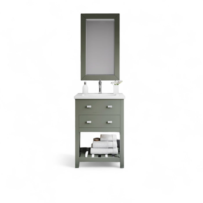 24-Inch Illusion Integrated Ceramic Sink Vanity in Glacial Green with Chrome Hardware