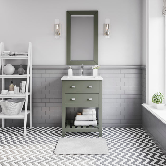 24-Inch Illusion Integrated Ceramic Sink Vanity in Glacial Green with Chrome Hardware