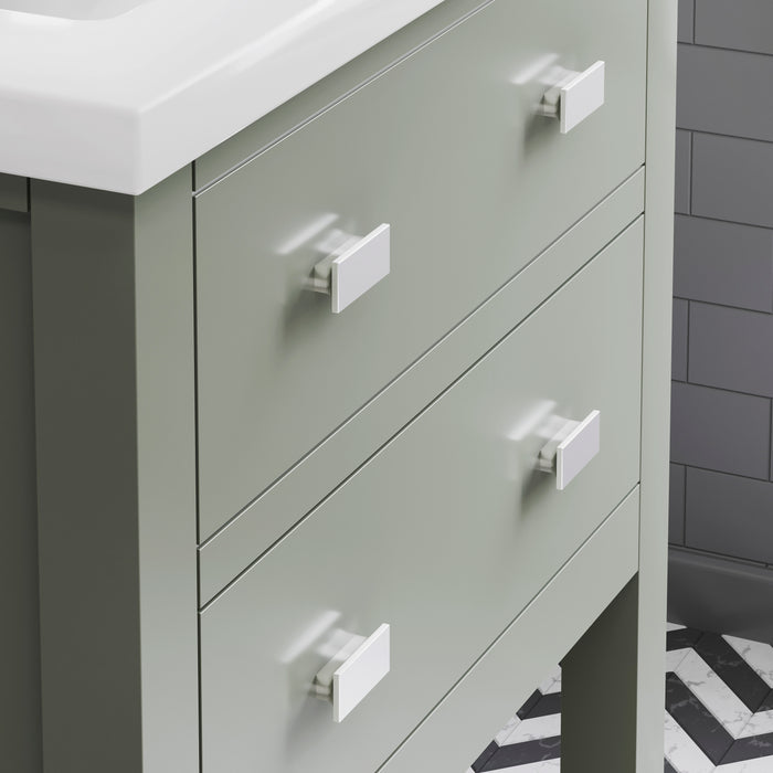 24-Inch Illusion Integrated Ceramic Sink Vanity in Glacial Green with Chrome Hardware