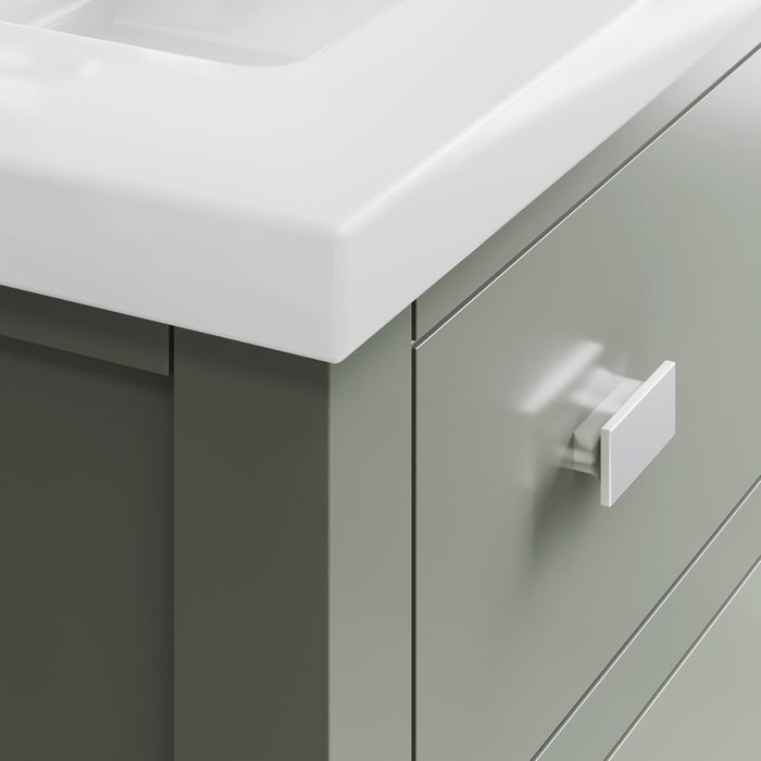 24-Inch Illusion Integrated Ceramic Sink Vanity in Glacial Green with Chrome Hardware