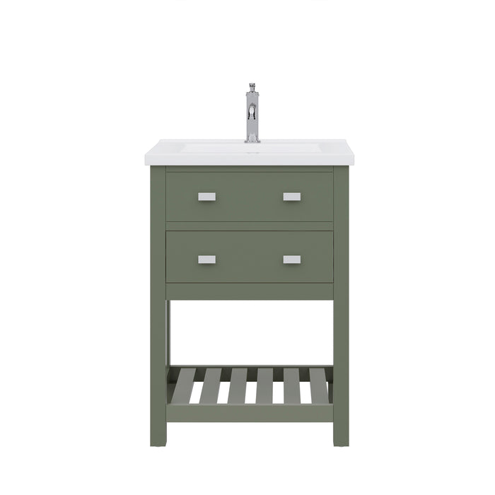 24-Inch Illusion Integrated Ceramic Sink Vanity in Glacial Green with Chrome Hardware