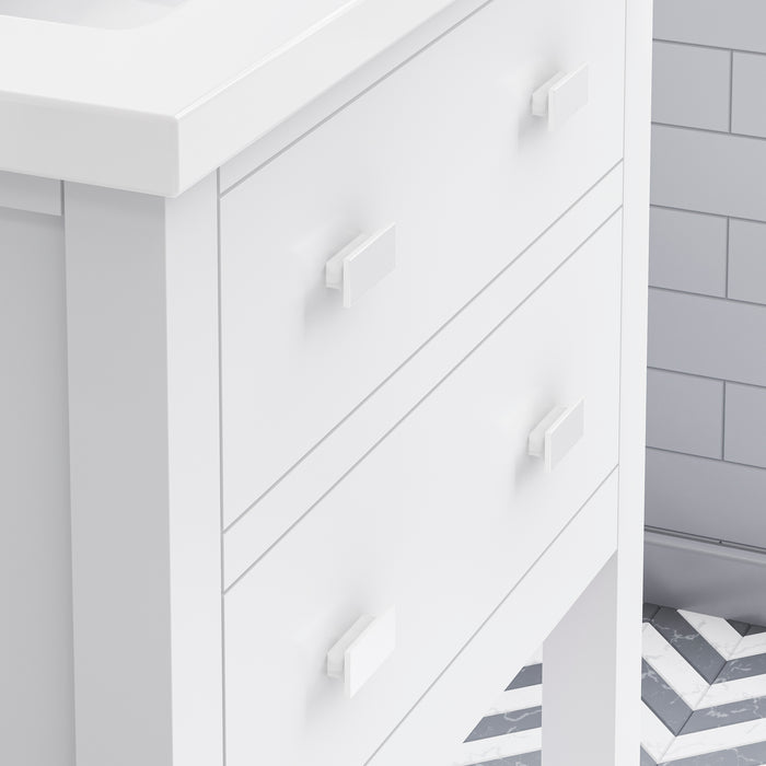 24-Inch Integrated Jubil Sink Vanity White Ceramic Countertop with Chrome Faucet