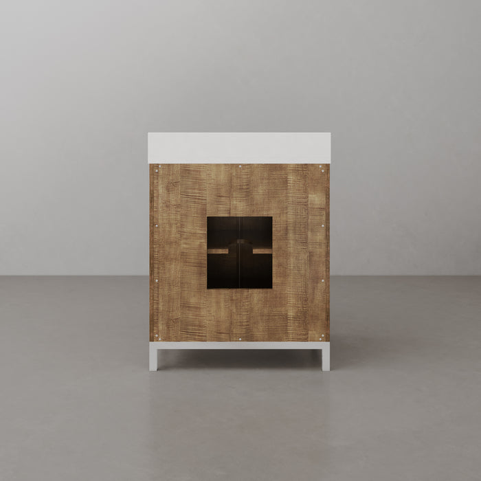 30-Inch Whitebrook Quartz Thera Bathroom Vanity in Lustrous Walnut with Undermount Sink and Mirror