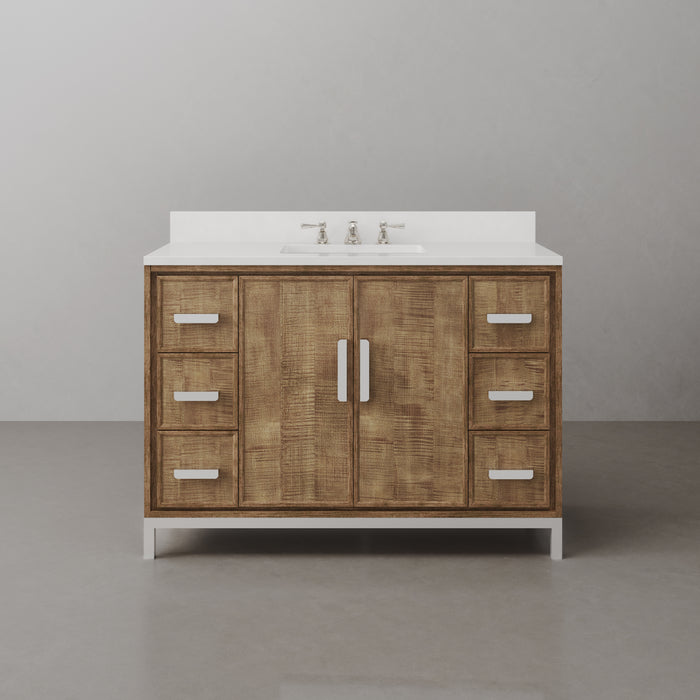 48-Inch Thames Bathroom Vanity in Lustrous Walnut - Quartz Countertop with Classic Faucet Included