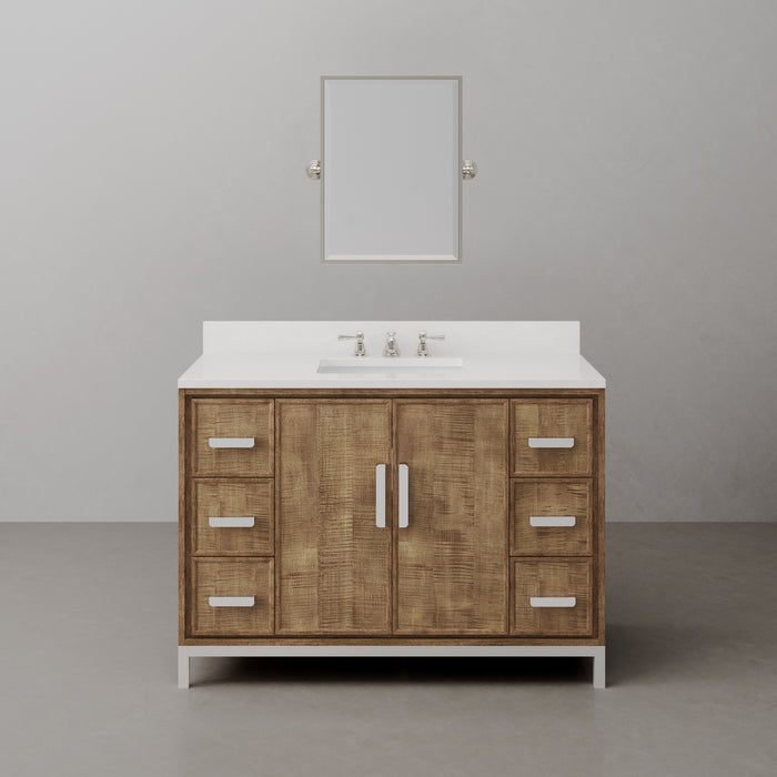 48-Inch Kellan Lustrous Walnut Vanity with Whitebrook Quartz Countertop - Single Sink Bathroom Set