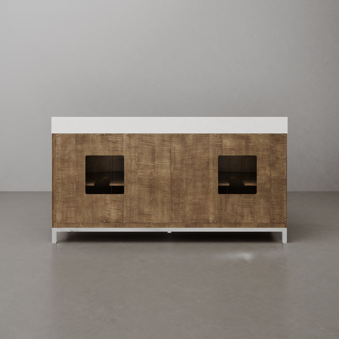 72-Inch Whitebrook Quartz Esme Double Sink Bathroom Vanity with Lustrous Walnut Finish and Undermount Sinks