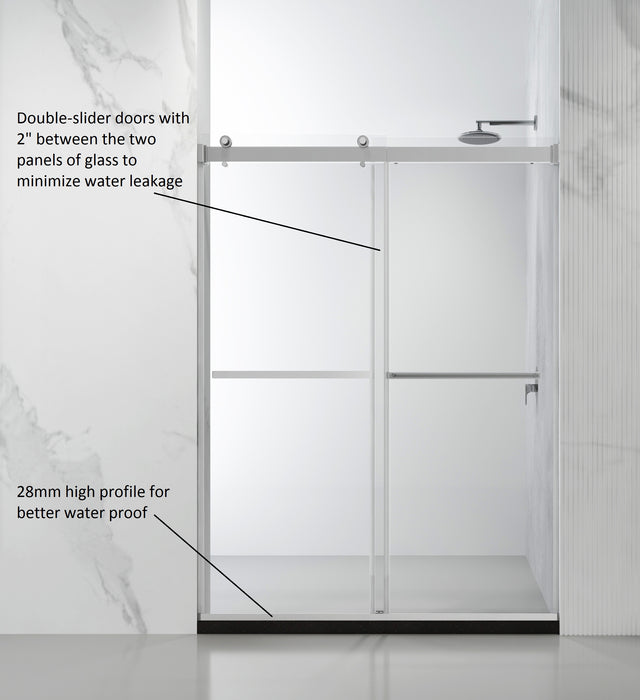 Spezia 60" W x 76" H Double Sliding Frameless Shower Door in Matte Black